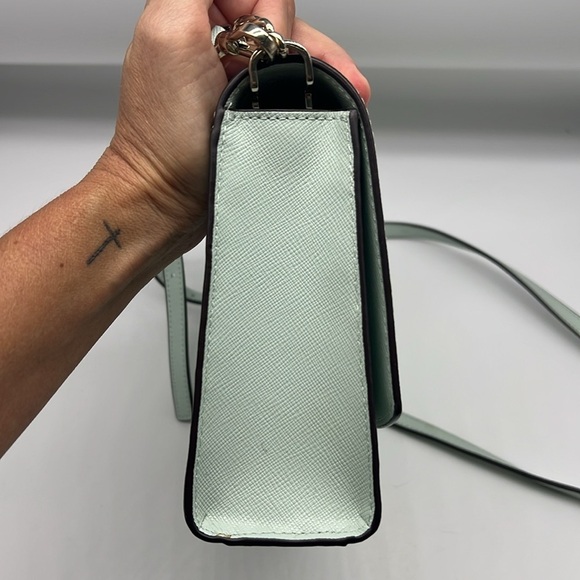 Kate Spade - Mint Green Front Flap Snap Convertible Leather Crossbody Handbag - Picture 8 of 12